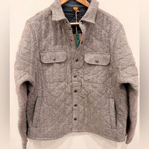 Tailor Vintage Quilted Shirt Jacket Mens Large Brown‎ Herringbone Snap Lined